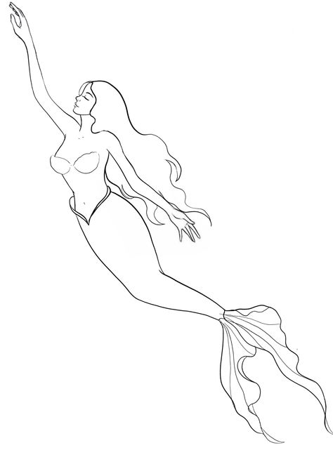 H20 Just Add Water Tattoo, Simple Mermaid Drawing, Mermaid Line Drawing, Small Bff Tattoos, Mermaid Art Nouveau, Small Mermaid Tattoo, Mermaid Outline, Tattoo Mermaid, Betty Boop Tattoos