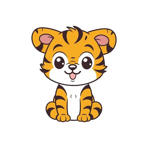 Cute Tiger Drawing Cartoon, Tiger Cute Drawing, Baby Tiger Drawing, Cute Tiger Drawing, Tiger Cartoon Drawing, Cute Tiger Cartoon, Tiger Face Drawing, Draw Tiger, Cartoon Baby Animals