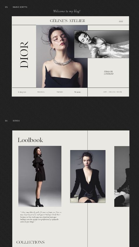 Look Book Design Layout Fashion, Fashion Look Book Design Layout Ideas, Minimal Timeline Design, Fashion Web Design Inspiration, Dynamic Layout Design, Look Book Fashion Layout, Fashion Website Layout, Modern Layout Design, Minimal Layout