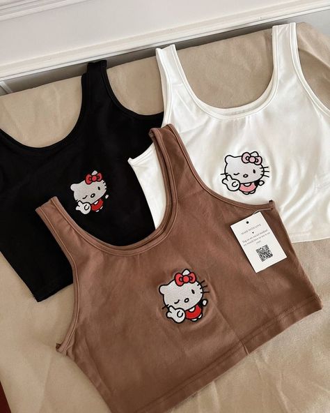 Hello Kitty Outfits, Hello Kitty Crop Top, Cat Crop Top, Hello Kitty Outfit, Kitty Outfit, Sanrio Clothes, Kitty Clothes, Hello Kitty Clothes, Cute Crop Top