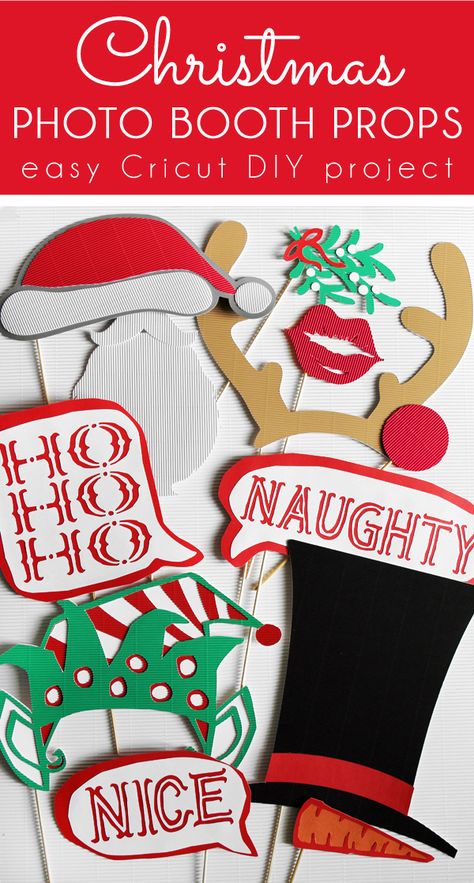 Create quick and easy Christmas photo booth props with Cricut. Make professional looking DIY photo booth props in minutes using  images from Cricut Design Space. AD Photo Booth Props Free, Diy Christmas Photo, Christmas Photo Booth Props, Holiday Photo Booth Props, Holiday Photo Booth, Diy Photo Booth Props, Photo Props Diy, Props Free, Photography Wallpapers