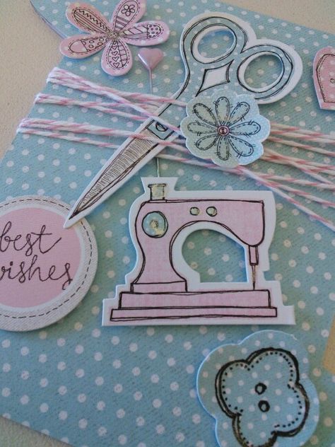 Fab Fabrics card by Tina Boyden for Craftwork Cards - close up File Decoration, File Decoration Ideas, Craftwork Cards, Sewing Cards, Fabric Cards, Hand Embroidery Patterns Flowers, Marketing Concept, Handmade Paper Crafts, Fabric Kit