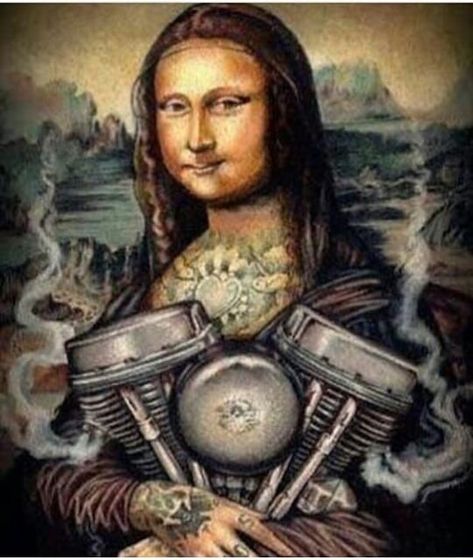 Originally posted by @motospiritmag at it's Instagram account ; Panhead Mona Lisa  #motorcycle #motorcycles #hd #panhead #monalisa #tattoos #tattoo #tattoomodel #bikelife #motoculture #motolifestyle… Harley Davidson Kunst, David Mann Art, Мотоциклы Harley Davidson, Motos Harley, Biker Tattoos, Harley Davidson Art, Biker Art, Motorcycle Art, Custom Bike