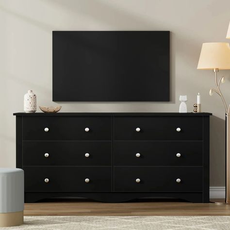 Dresser 6 Drawer, Tv Cabinet Modern, Dresser Modern, Wooden Chest Of Drawers, Wardrobe Bed, Dresser With Tv, Black Dresser, Chest Of Drawer, Adjustable Bed Frame