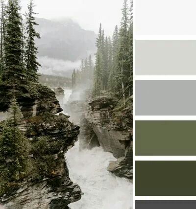 Grey Green Colour Scheme, Green And Grey Colour Scheme, Forest Green And Grey Color Palette, Gray Green Color Scheme, Grey Green Color Palette, Grey And Green Color Palette, Moodboard Landscape, Master Toilet, Grey Paint Schemes