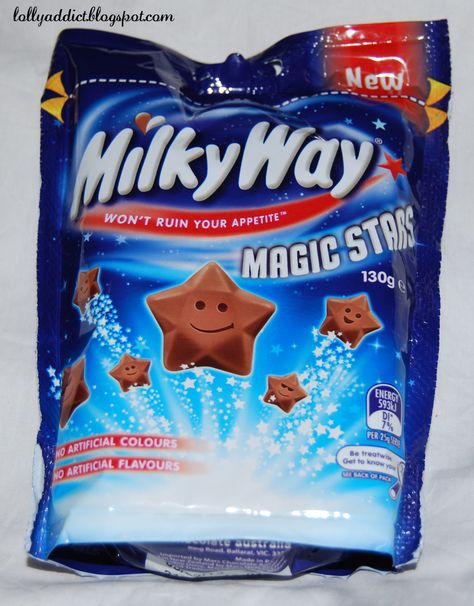 Milky Way Magic Stars Chocolate (with faces) Milky Way Chocolate, Magic Stars, Milky Way, Pop Tarts, Frosted Flakes Cereal Box, Cereal Box, Cereal, Portal, Snack Recipes