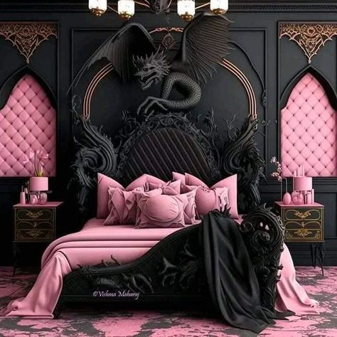 Vishma Maharaj, Gothic Decor Bedroom, Goth Bedroom, Gothic Room, Gothic Bedroom, Fantasy Bedroom, Fantasy Furniture, Gothic Furniture, Dark Home Decor