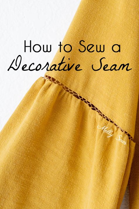 How to sew fagoting, a decorative stitch for clothing - hand sewing and machine sewing options - Melly Sews Fagoted Seam, Melly Sews, Decorative Stitches, Sew Ins, Diy Vetement, Costura Diy, Sewing Stitches, Sewing Projects For Beginners, Sewing Skills