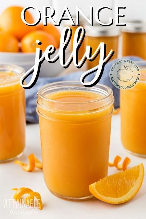 Orange Juice Jelly Recipe, Canning Oranges Recipes, Canning Orange Juice, Canned Oranges Recipes, Recipes For Oranges, Orange Juice Jelly, Orange Jelly Recipe, Homemade Jelly Recipe, Orange Jam Recipe