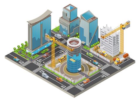 Game Architecture, City Isometric, Construction City, City Concept, Japan Icon, Minecraft City, Create Account, Isometric Art, Isometric Design