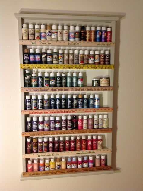 Organisation, Upcycling, Paint Shelf, Acrylic Paint Storage, Mounted Spice Rack, Craft Paint Storage, Thread Rack, Wall Mounted Spice Rack, Paint Organization