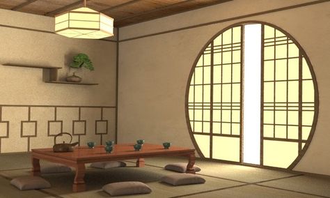 Japanese dining room ; I love the window. Japanese Window Design, Temple Flower, Japanese Dining Room, Japanese Window, Tatami Living Room, Interior Design Japanese, Window Design Ideas, Modern Japanese Homes, Small House Furniture