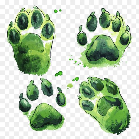 Green Watercolor Dog Paw Prints Clipart Nature, Pastel, Baby Jaguar, Paw Painting, Dogs Paw, Dog Paw Prints, Big Blue Eyes, Forest Creatures, Wine Theme