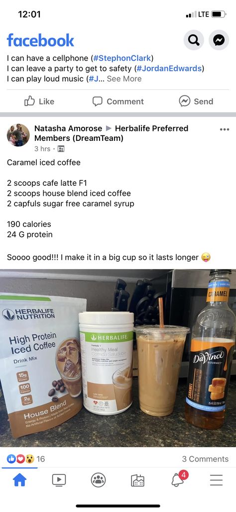 Caramel Iced Coffee Protein Coffee Herbalife, Herbal Life Coffee Recipes, Herbalife Caramel Macchiato Coffee, Herbalife Cafe Latte Recipes, Protein Ice Coffee, Herbalife Mocha Iced Coffee Recipe, Herbalife Coffee Shake Recipes, Prolessa Duo Shot Recipes, Herbalife Protein Coffee Recipes