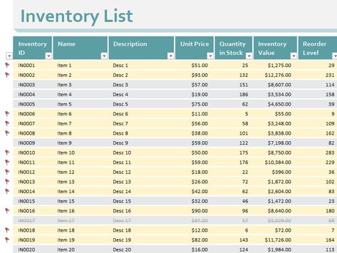 Inventory list - Templates - Office.com Store Inventory Sheet, Inventory Management Templates, Inventory Sheet, Inventory Printable, Spreadsheet Design, Inventory Organization, Excel Spreadsheets Templates, Sales Template, Inventory List