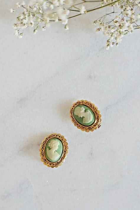 Rings Aesthetic, Cameo Earrings, Jewelry For Sale, Cameo Jewelry, Dope Jewelry, Filigree Earrings, Metal Frames, Vintage Antique Jewelry, Funky Jewelry