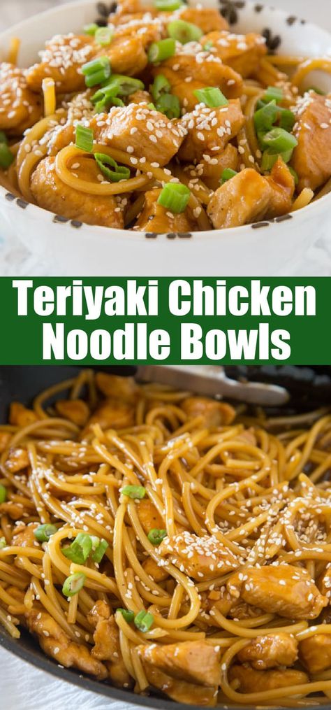 Thai Teriyaki Chicken, Soy Sauce Chicken Noodles, Teriyaki Chicken And Rice Bowls, Chicken Teriyaki Pasta Recipe, Terriaki Chicken Bowls, Asian Chicken Recipes With Noodles, Teriyaki Noodle Bowl, Teriyaki Egg Noodles, Chicken Stir Fry With Spaghetti Noodles