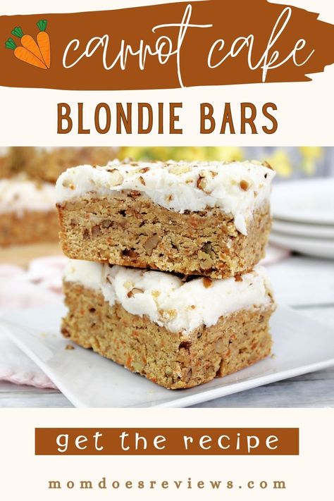 Carrot Blondies Recipe, Carrot Cake Blondies, Carrot Blondies, Carrot Cake Blondies Recipe, Decadent Carrot Cake Bars, Blondes Recipe Blondie Brownies, Blondies Bars, Pecan Carrot Cake, Carrot Cake Bars Recipe