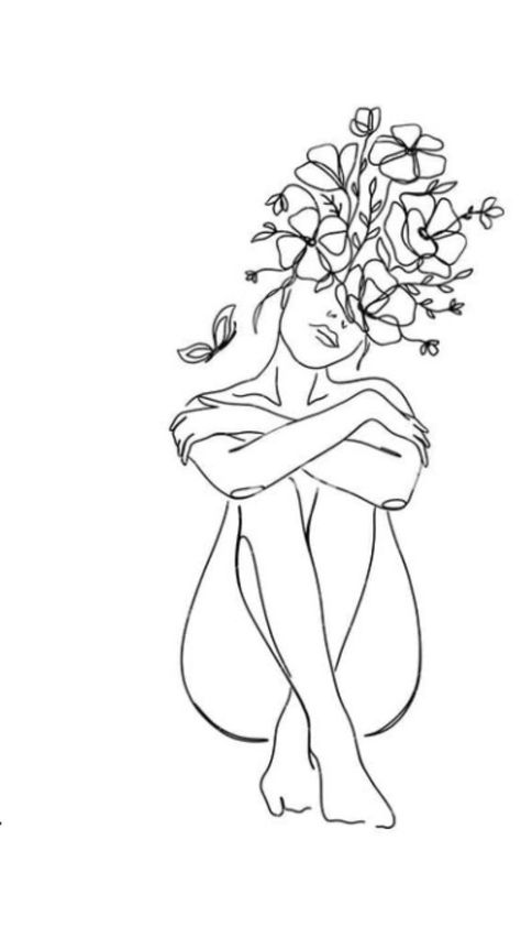 Flower Doodling, Whimsical Tattoo, Floral Anatomy, Groovy Ghost, Whimsical Tattoos, Line Art Flowers, Body Image Art, Minimalistic Art, Body Sketches