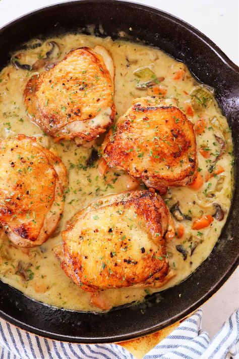 French Chicken Fricasse Recipe, Chicken Fricasse Recipe Simple, Chicken Friccasie, Chicken Frickazee Recipe, Chicken Fricasse Recipe Cajun, Mandy In The Making Recipes Chicken, Chicken Fricassee Recipe, Fricasse Chicken, Chicken Fricase