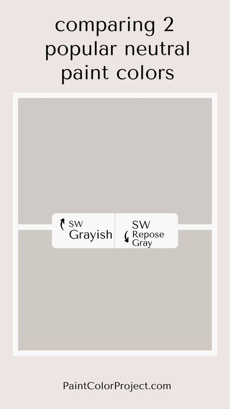 Sherwin Williams Grayish vs Repose Gray: let's compare - The Paint Color Project Accessible Beige Sherwin Williams, Gossamer Veil, Popular Neutral Paint Colors, Greige Paint Color, Beige Wall Colors, Repose Gray Sherwin Williams, Agreeable Gray Sherwin Williams, Beige Paint Colors, Edgecomb Gray