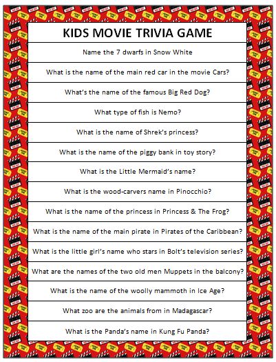 This free printable kids movie trivia is perfect for a family movie night. How many of these can you guess correctly? Do your kids know more of the answers? Movie Trivia Games, Kids Sleepover, Movie Night Birthday Party, Kids Movie, Movie Trivia, Movie Themed Party, Reindeer Games, Movie Night Party, Sleepover Games