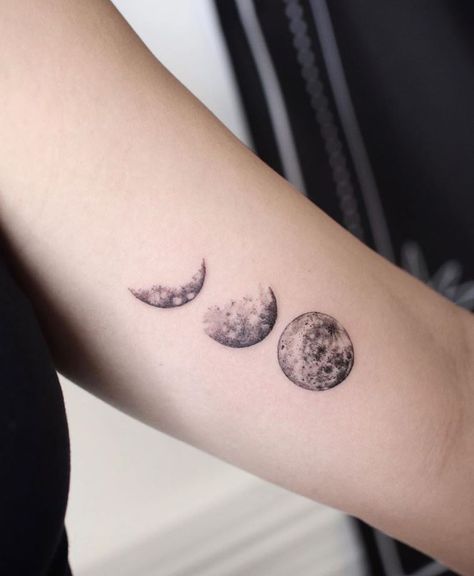 Moon Tattoo - Get an InkGet an Ink Moon Phases Tattoo Designs, Orion Tattoo, Celestial Tattoos, Blue Moon Tattoo, Realistic Moon Tattoo, Half Moon Tattoo, Tattoo Over Scar, Moon Sun Tattoo, Full Moon Tattoo