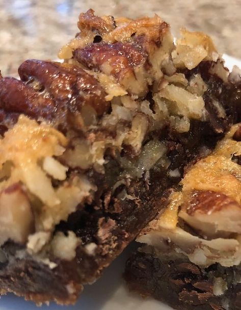 German Chocolate Pecan Pie Bars Decadent German Chocolate Pecan Pie Bites, German Chocolate Pecan Bars, Chocolate Pecan Bars Recipe, German Chocolate Pecan Pie Bites, Chocolate Pecans Recipe, German Chocolate Pecan Pie Bars, German Chocolate Pecan Pie, German Chocolate Pie, German Chocolate Bars