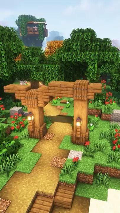 Jungle Biome Builds Minecraft, Pathway Minecraft Design, Path In Minecraft, Minecraft Stairway Design, Minecraft Lawn Ideas, Simple Cute Minecraft Builds, Minecraft Mountain Pathway, Natural Path Minecraft, Minecraft Garden Arch