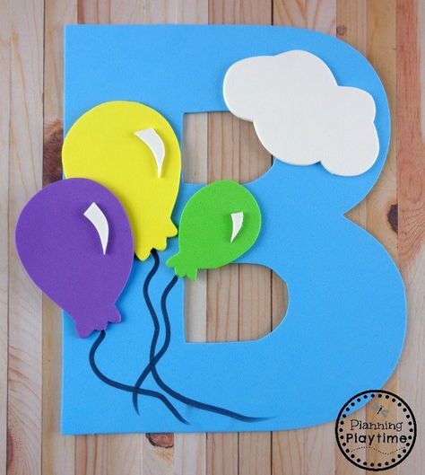 Letter B Arts And Crafts, B Is For Craft, B Is For Balloon, Letter B Craft, B Craft, Letter B Activities, Kids Educational Crafts, Preschool Letter Crafts, Summer Preschool Crafts