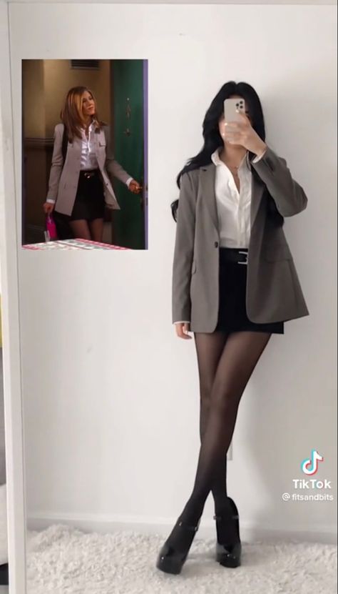 rachel green from friends inspired outfit #fashion tiktok: fitsandbits Spring Fashion Outfits Casual, Casual Fashion Outfits, Fashion Outfits Spring, Estilo Rachel Green, Fashion Outfits Casual, Rachel Green Outfits, Outfit Ideas Fashion, 90s Inspired Outfits, Fashion Nova Outfits