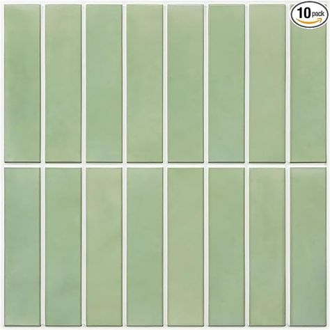 Amazon.com: Commomy 10 Pcs Peel and Stick Backsplash-11.8"X11.8" Matte Sage Green 3D Peel and Stick Tile ‎Ultra-Light PVC Linear Stick on Backsplash Tiles for kitchen,Bathroom,Renters,Decorative Wall Tiles : Tools & Home Improvement Backsplash Tiles For Kitchen, Stick On Backsplash, Green Kitchen Backsplash, Green Backsplash, Self Adhesive Wall Tiles, Stick Tile Backsplash, Tiles For Kitchen, Decorative Wall Tiles, Backsplash Tiles