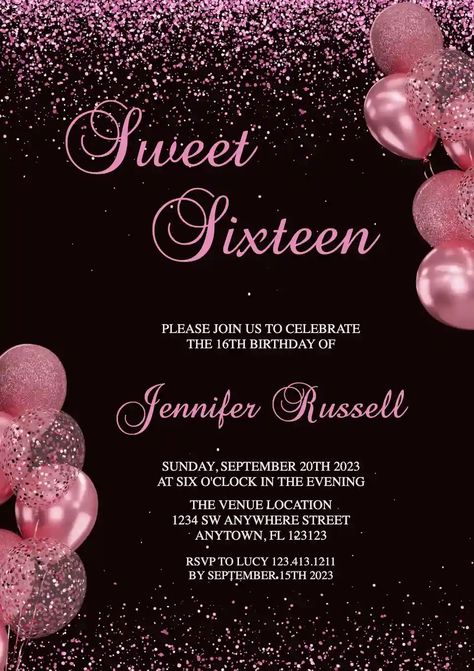 Sweet 16 Card Invitation, Pink Bday Party Invitations, Sweet 15 Invitations Ideas, Sweet16 Invitations Ideas, Save The Date Ideas Sweet 16, Sweet 16 Birthday Invitation Ideas, Sweet 16 Party Itinerary, Sweet 16 Invitations Ideas, Sweet 16 Dinner Invitations