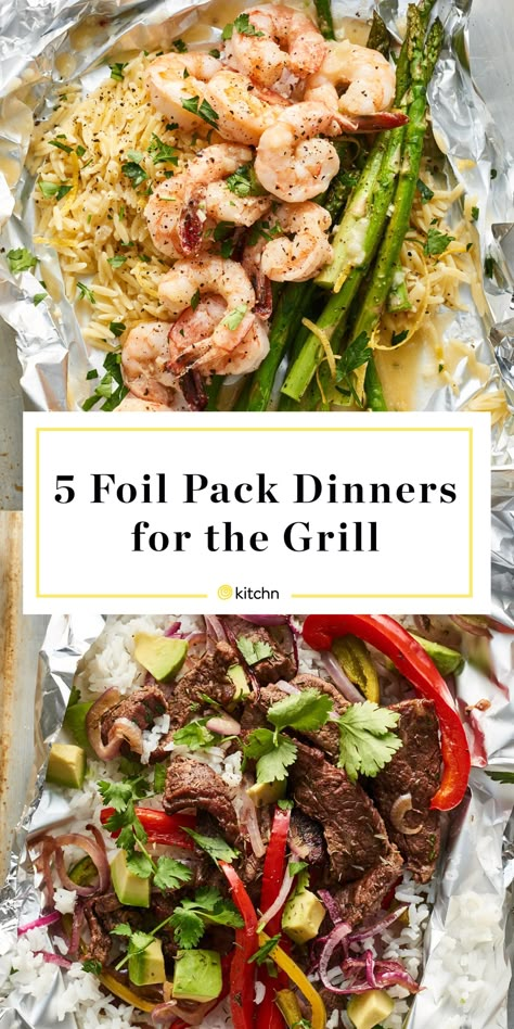 5 Foil Packet Grilling Recipes - Easy Meals to Grill in a Foil Packet | Kitchn Steak Packets For The Grill, Quick Grill Recipes, Grill Meals, Foil Packet Recipes, Foil Pack Recipes, Foil Meals, Bbq Pitmasters, Foil Pack Dinners, Foil Packet Dinners