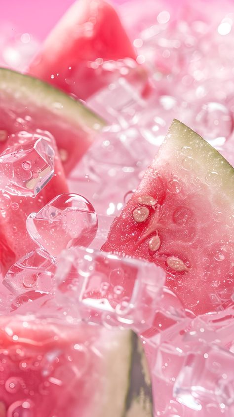 Save & follow for more refreshing art prints! Slices of juicy watermelon, glistening with moisture, nestle among clear ice cubes. The bright light enhances the watermelon’s vibrant pink and the crystal clarity of the ice, creating a cool, summery scene. Perfect for adding a splash of freshness to any space. #WatermelonArt #SummerVibes #HomeDeco #FreshArt #WallArt #ArtPrints #DecorIdeas #BuyArt #imageprompt #Aiimage Watermelon Pink Aesthetic, Watermelon Crystal, Watermelon Aesthetic, Clear Ice Cubes, Watermelon Art, Juicy Watermelon, Watermelon Ice, Clear Ice, Fruit Wallpaper