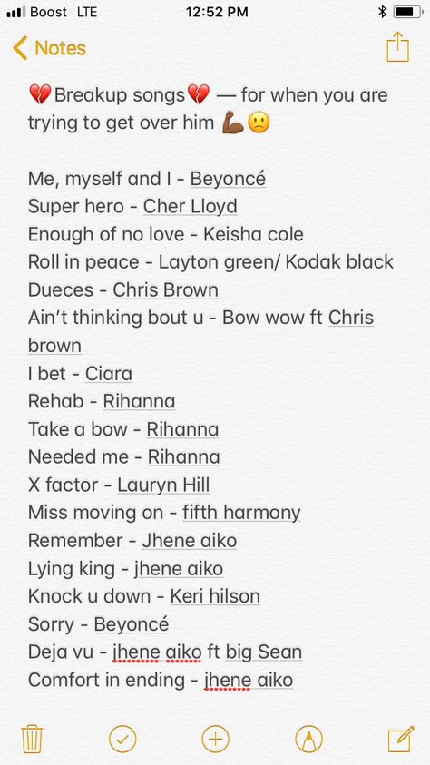 The ultimate break up song list ‼️ If u want more let me know by pinning this or messaging me 🙂 *side not* girl things will get better these songs will definitely help u since they helped me 💯 Break Up Songs For Girls List, Break Up Playlist, Break Up Songs, Throwback Songs, Breakup Playlist, Breakup Songs, Not Musik, Feeling Song, Song Suggestions