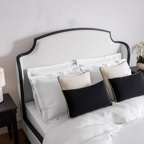 Our new Evangeline bed envelops you in luxury as you unwind 🖤 With soft, curved corners and symmetrical winged headboard and foot end in a chic monochrome finish, Evangeline is a perfect final flourish for your bedroom. 🔎 Evangeline Bed (251-01225) Winged Headboard, Bedroom, Bed