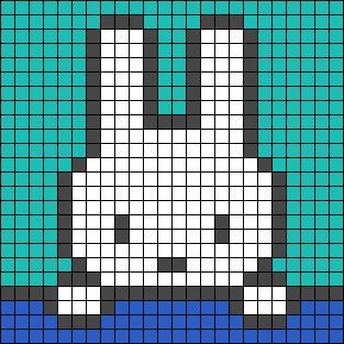 #30967 made by Aracne on Braceletbook.com Small Bunny Pixel Art, Miffy Tapestry Crochet, Miffy Cross Stitch Pattern, Miffy Perler Beads, Miffy Grid Pattern, Miffy Pixel Grid, Miffy Alpha Pattern, Bunny Alpha Pattern, Crochet Pixel Art Pattern