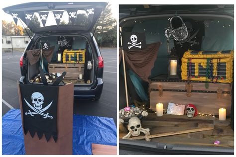 Trunk or Treat, Pirates of the Caribbean Ship Trunk Or Treat, Pirate Ship Trunk Or Treat, Pirate Trunk Or Treat, Pirate Halloween Decorations, Trunker Treat Ideas, Diy Pirate, Trunk Or Treat Ideas, Bateau Pirate, Pirate Theme Party