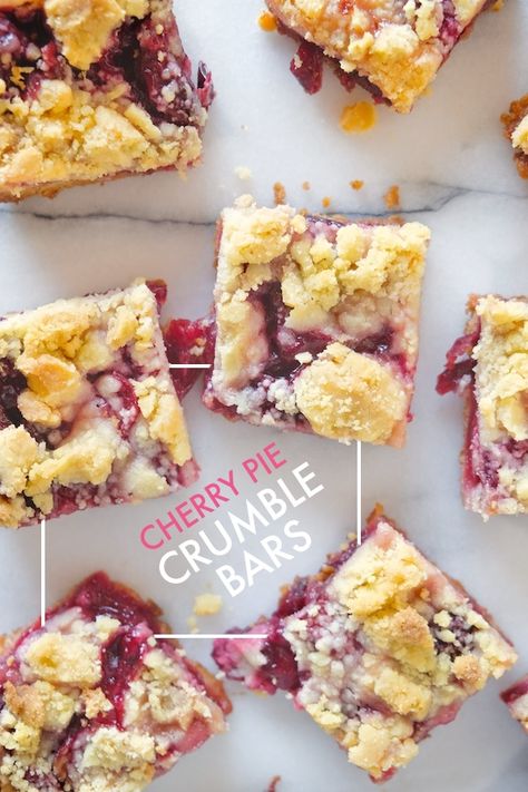 No patience to make a pie? Check out the recipe for these Cherry Pie Crumble Bars on Shutterbean.com! Cherry Pie Crumble, Cherry Pie Bars, Cherry Crumble, Pie Crumble, Cherry Desserts, Crumble Bars, Pie Bars, Cherry Recipes, Pie Bar