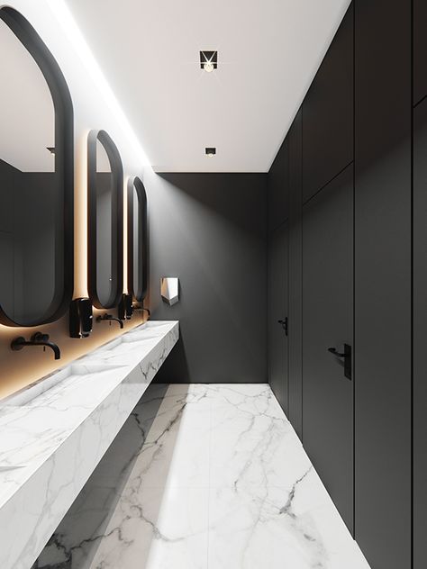 MONOLIT on Behance Restroom Aesthetic, Office Bathroom Design, Business Bathroom, Public Restroom Design, Commercial Bathroom Designs, Modular Bathrooms, Commercial Bathroom, Gym Design Interior, Commercial Toilet