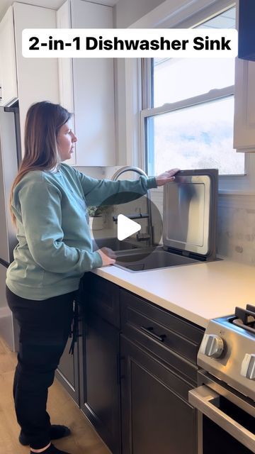 Amber + Trey Masciarelli on Instagram: "Should we do one of these in every flip house kitchen? 

We think this 2-in-1 In-Sink Dishwasher from @fotile_america is functional, stylish, and unique. And now, I want one in my home!

#kitchen #kitchendesign #fixerupper #diy #oldhouselove #oldhouse #homeremodel #reels #beforeandafter #fixerupperinspired #home #renovation #remodeling #house #oldhouse #oldhouselove #doityourselfproject #diy #diyprojects #diyhomedecor  #oldhouse #reelsofinstagram" In Sink Dishwasher, Mini Dishwasher Under Sink, 2 Dishwashers In Kitchen, Dishwashers In Kitchens, Two Dishwashers In Kitchen, Raised Dishwasher Ideas, Dish Washer In Kitchen, Sink With Dishwasher, Dishwasher In Kitchen