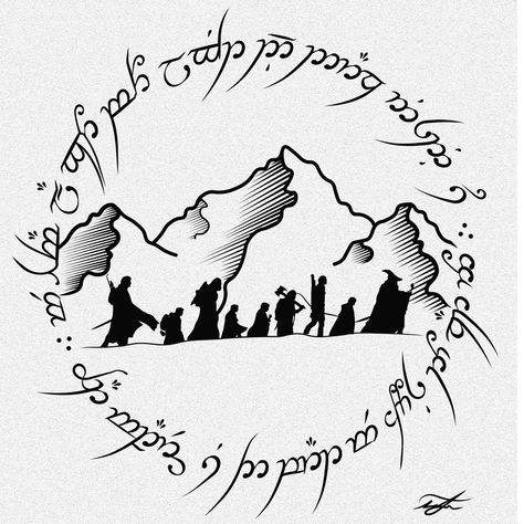 Lord Of The Rings Tattoo Simple, The Fellowship Tattoo, Lotr Artwork, Minimalist Lord Of The Rings Tattoo, Lotr Design, The Argonath, Lord Of The Ring Drawing, Fellowship Tattoo, Lord Of The Rings Stencil