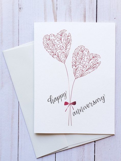 Anniversary Card Ideas For Parents, Handmade Anniversary Cards For Husband, Diy Anniversary Cards For Parents, Happy Anniversary Cards Handmade, Watercolor Anniversary Card, Homemade Anniversary Cards, Handmade Cards For Boyfriend, Marriage Anniversary Cards, Anniversary Cards For Couple