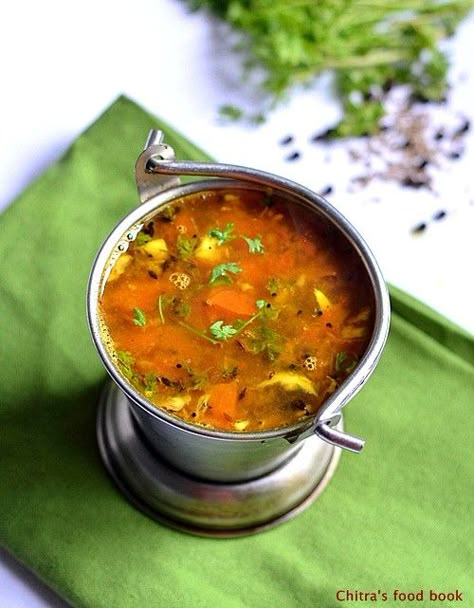 Tamilnadu Rasam Recipe - South Indian Rasam Recipe | Chitra's Food Book Easy Rasam Recipe, Indian Platter, Indian Meals, Salty Food, Fasting Recipes, Soup Vegetarian, Rasam Recipe, Methi Seeds, Veg Food