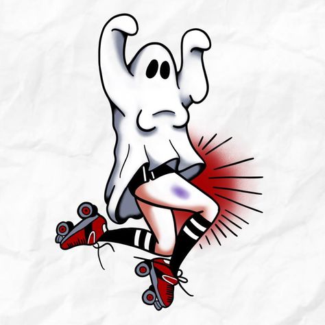 Spooky roller derby girl ghost for @bazaardame . . . . . #ghost #ghosttattoo #rollerderby #rollerderbygirls #rollerderbytattoo #ladytattoo… Zombie Roller Skater Costume, Roller Derby Drawing, Derby Tattoo, Roller Derby Tattoo, Roller Derby Art, Skate Tattoo, Roller Derby Girls, Ghost Tattoo, Derby Girl