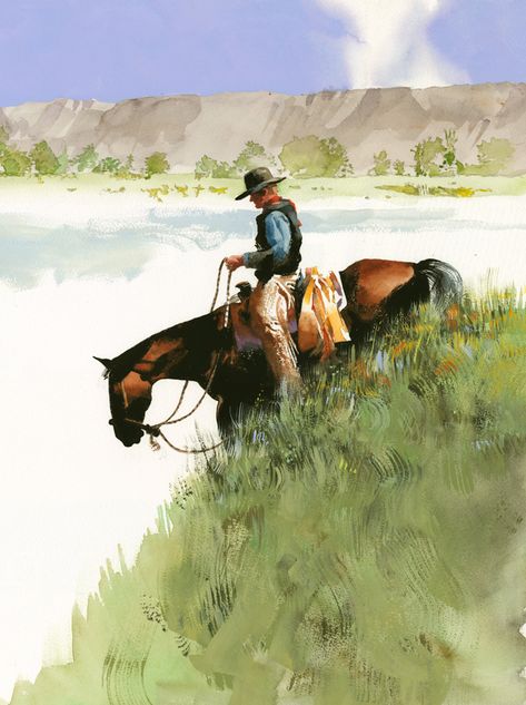 Watercolor Horses, Arte Cowboy, Flaming Gorge, Western Inspiration, Horses Art, Cowboy Artists, Cowboy Stuff, Cowgirl Art, Western Artwork