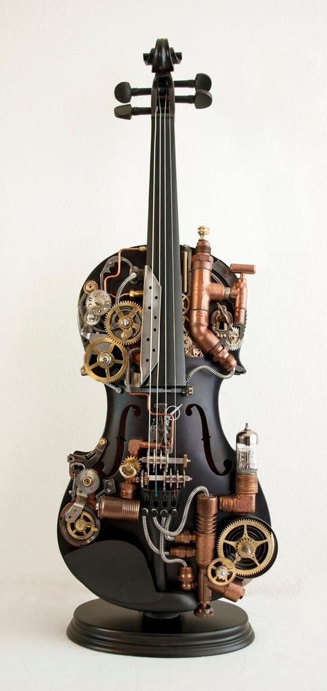 Steampunk Instruments, Greek God Hephaestus, God Hephaestus, Steampunk Music, James And Giant Peach, Instrument Design, Violin Player, Steampunk Artwork, Violin Art