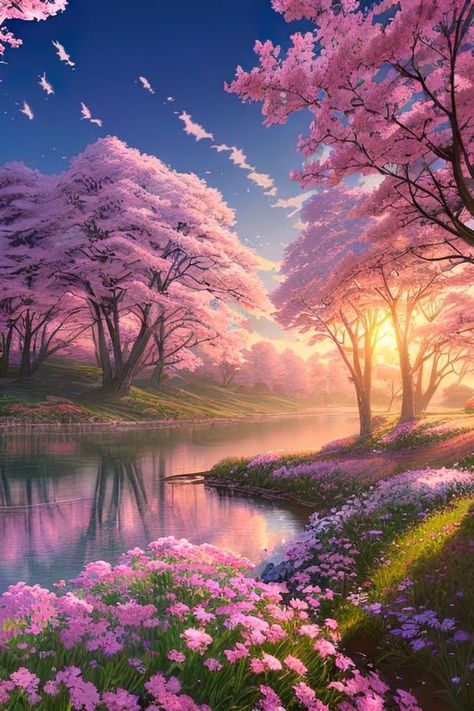 Nature's Palette: A Source of Painting Ideas Spring Scenery, Forest Poster, Sky Anime, Spring Images, Christmas Wallpaper Backgrounds, Images Kawaii, Pastel Landscape, Shading Techniques, Dreamy Landscapes