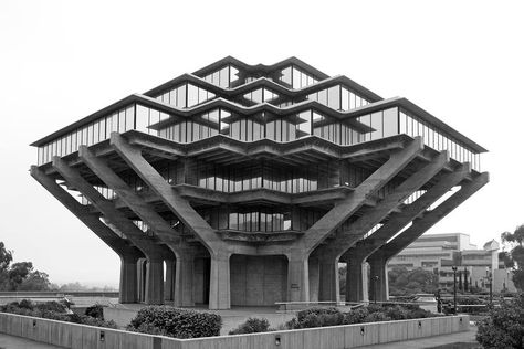 Geisel library Giesel Library, Geisel Library, Architectural Composition, University Of California San Diego, California San Diego, Library University, Brutalism Architecture, Brutalist Architecture, Iconic Buildings